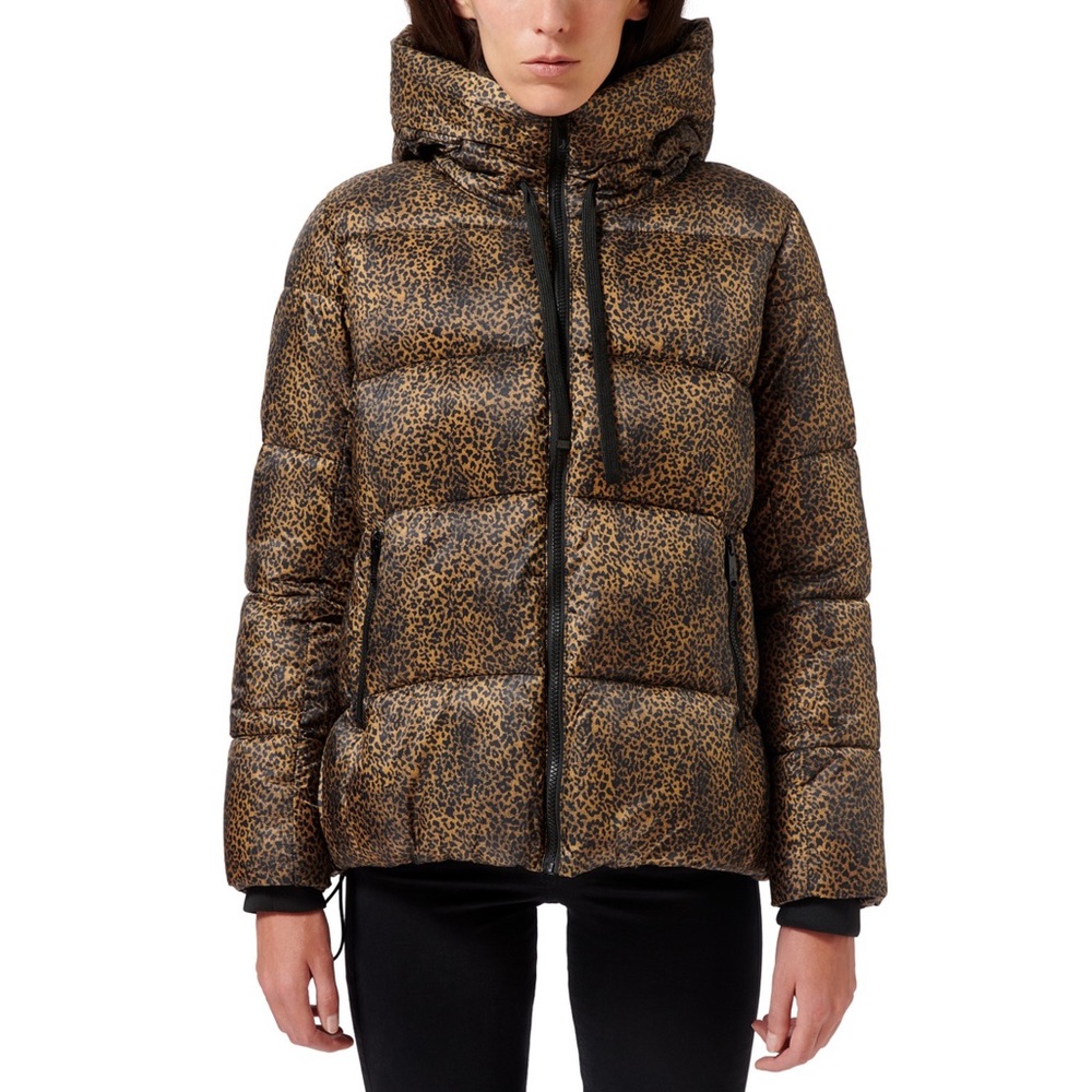 Sam Edelman Leopard-Printed Hooded Puffer Coat XXL